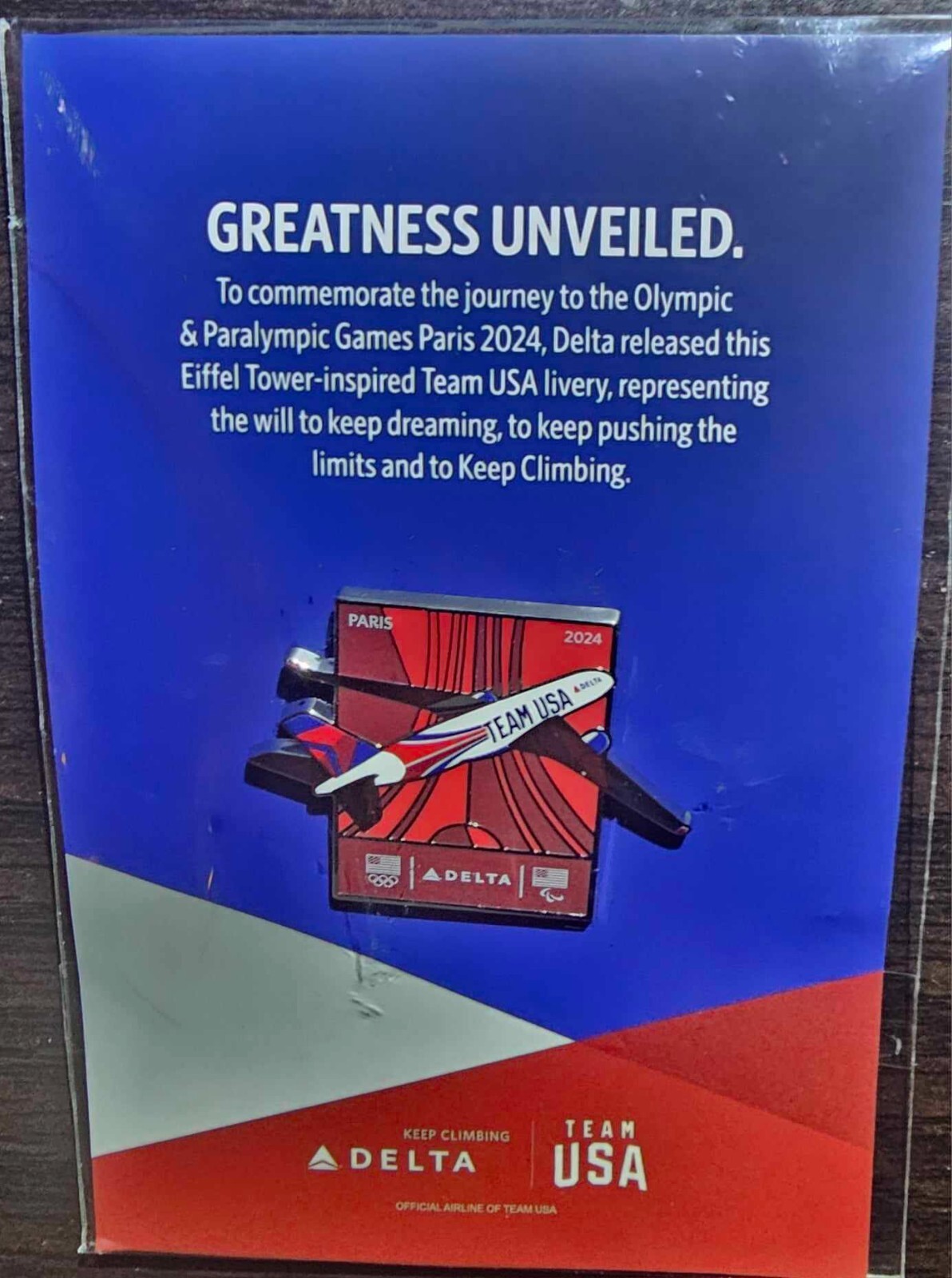 Delta Air Lines Team USA Paris 2024 Olympics Airplane Livery Collectible Pin