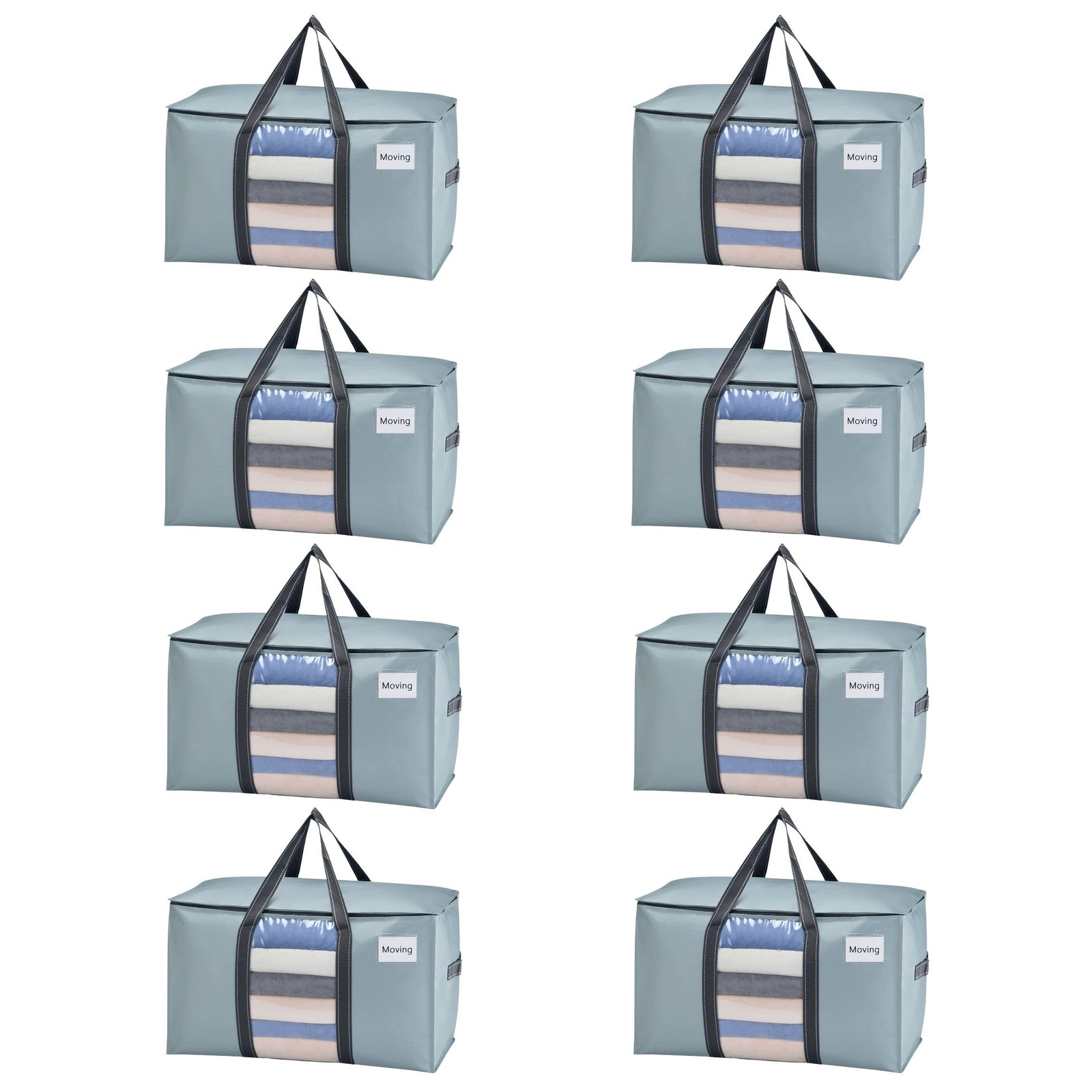 VENO 8 Pack Heavy Duty Moving Bags Extra Large with Clear Window