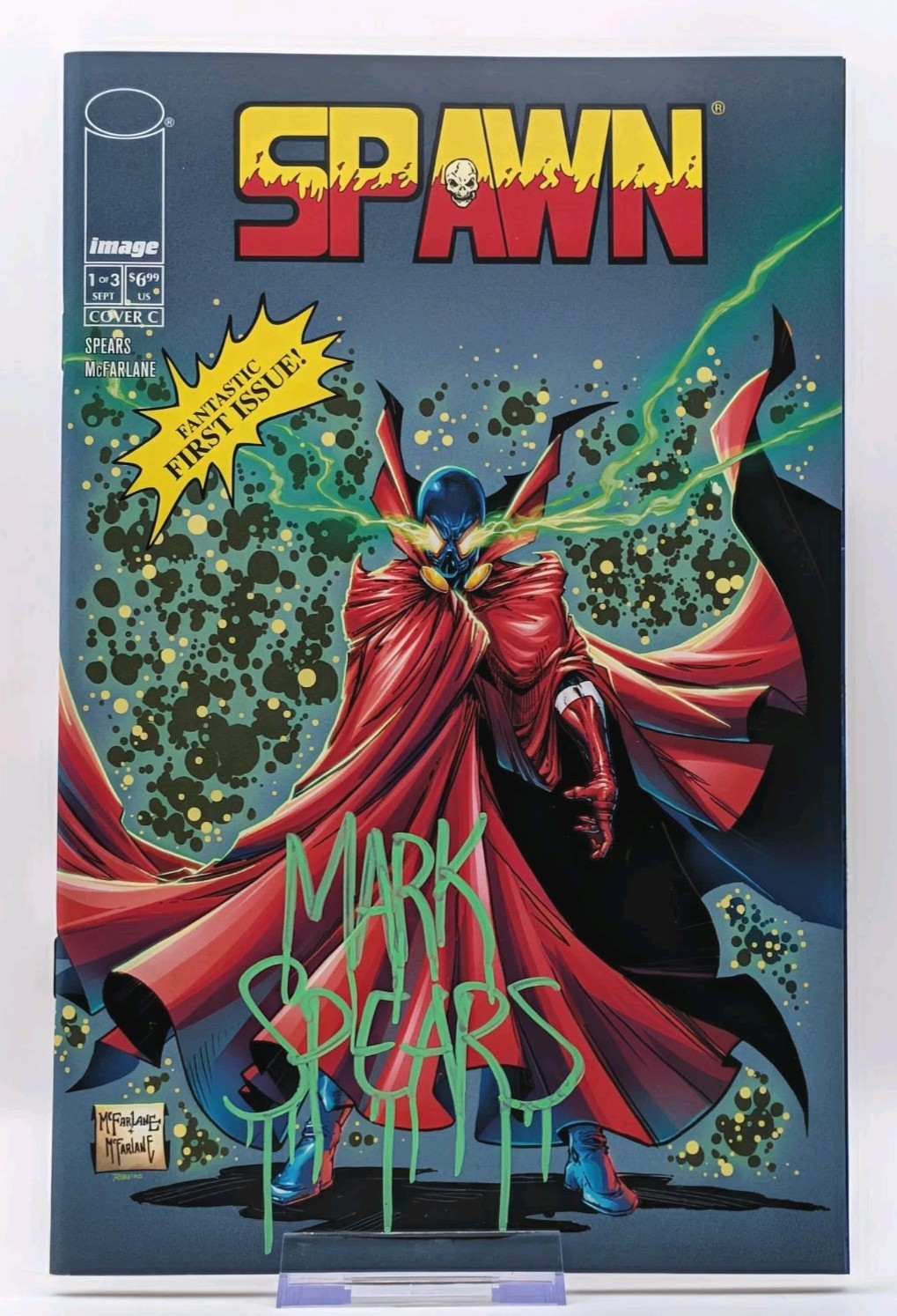 SPAWN 77 #1 TODD McFARLANE EXCLUSIVE COVER C - SIGNED BY MARK SPEARS GREEN DRIP