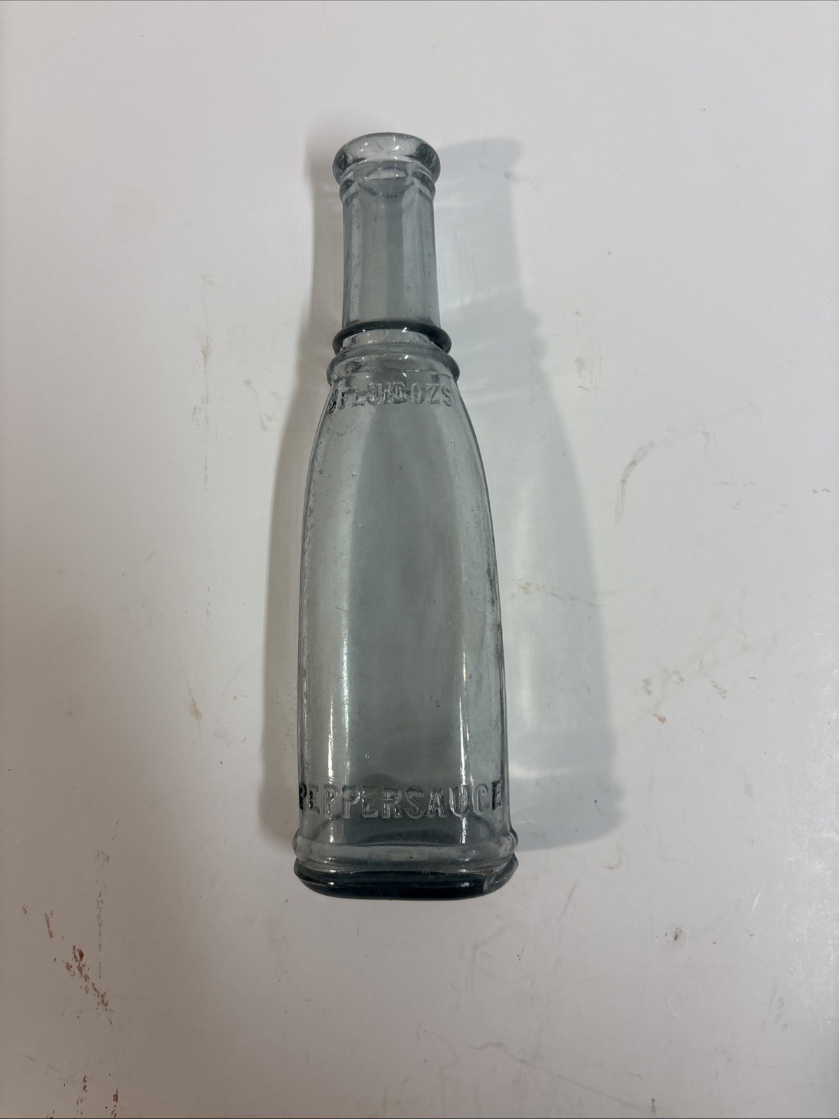 Beautiful Vintage Early 1900s Aqua Embossed Pepper Sauce Bottle. Great...