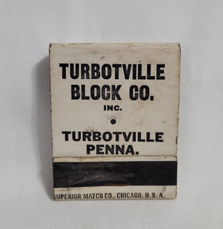 Vintage Matchbook Cover Turbotville Cinder Block Co Pennsylvania Advertising