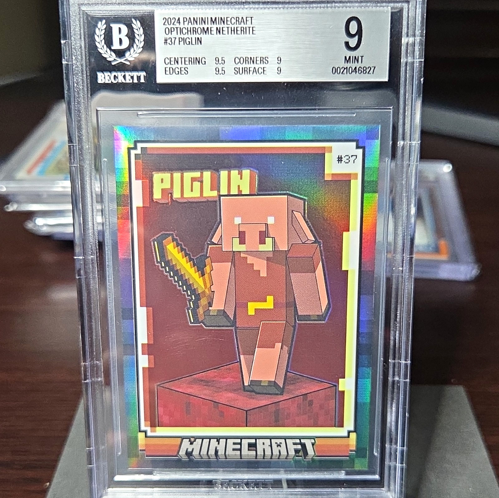 2024 Panini Prizm Minecraft Optichrome Netherite #37 Piglin BGS 9 Mint Graded