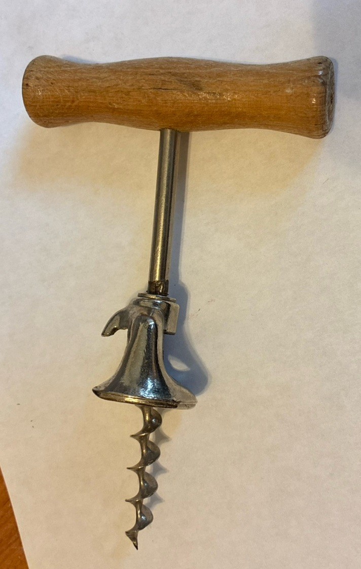 Vintage Self Pulling Cork Screw W/Wooden Handle Made In Italy