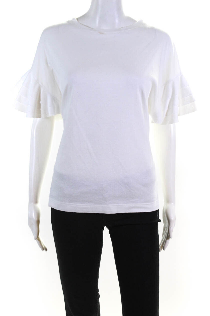 Akris Punto Womens Jersey Knit Flutter Sleeve T-Shirt Top Tee White Size 10