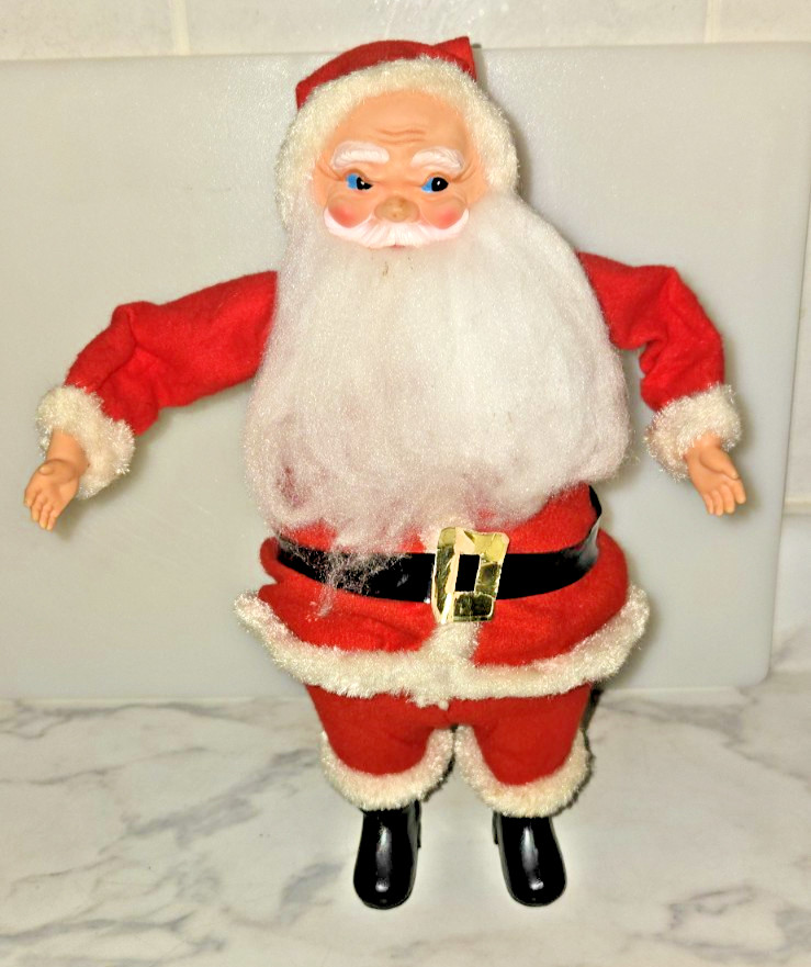 Vtg 1960's Singing Santa Claus Figurine Red Suit Blue Eyes Japan table top decor
