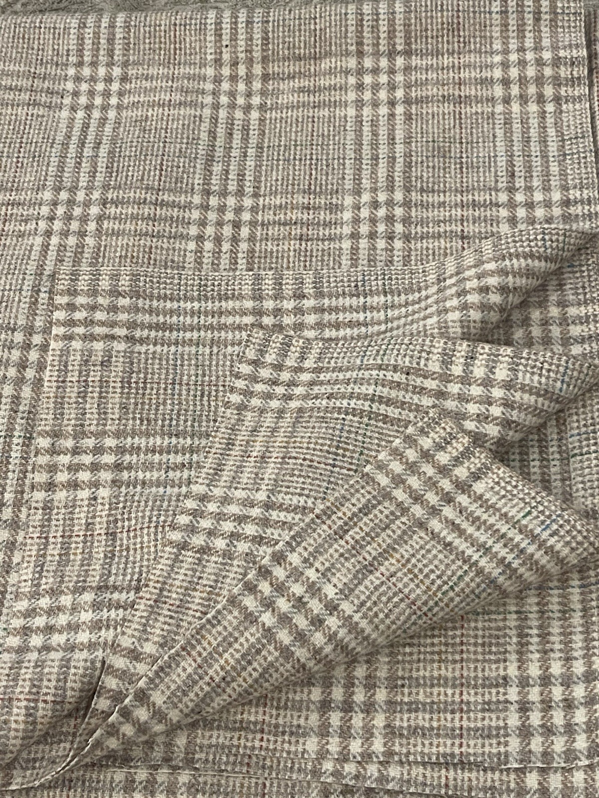 Vintage Plaid Wool Blend Check Suiting Fabric 1.6 yard, 36\
