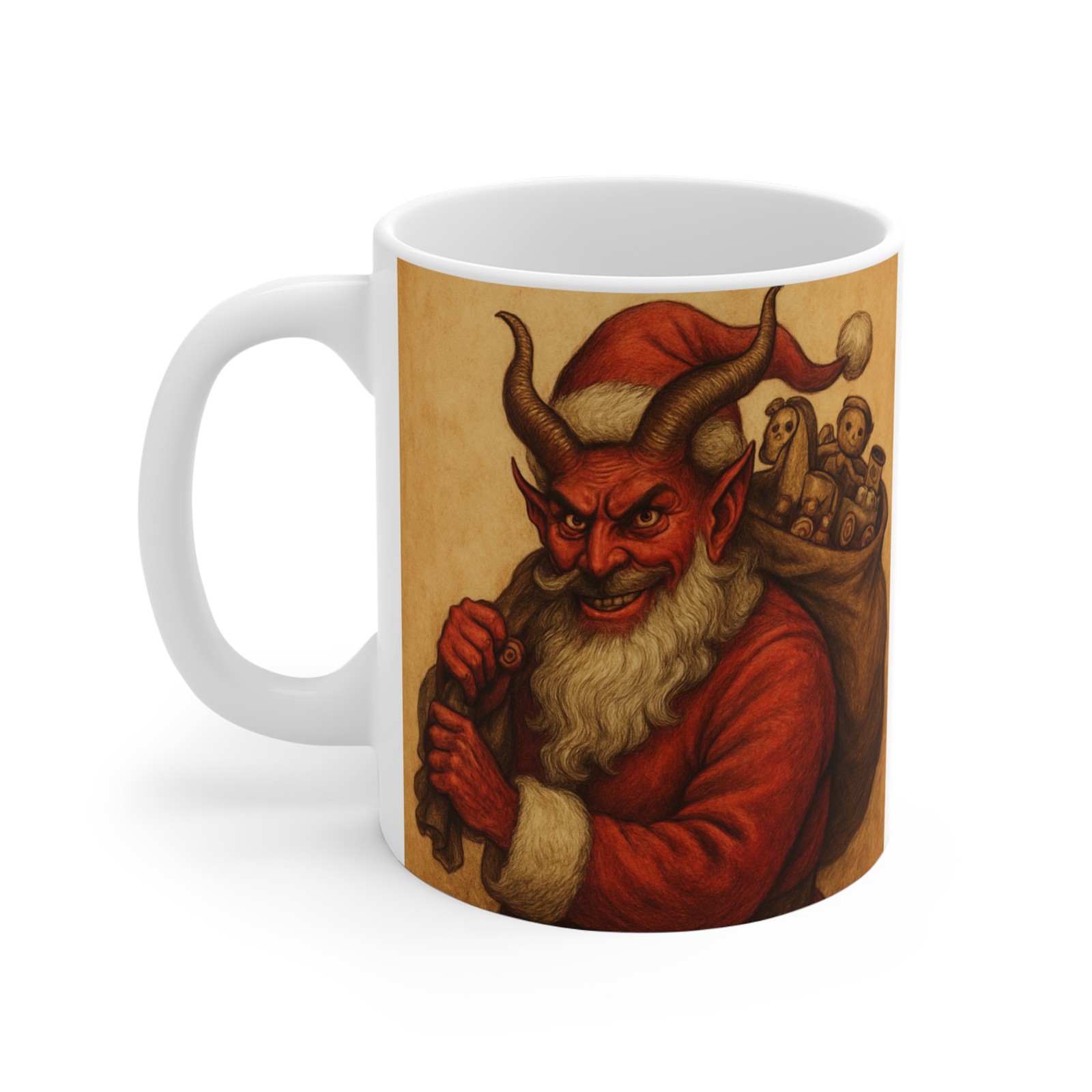 Satan Claus Krampus Santa Illustration Mug 11oz Christmas Horror Coffee Cup Tea