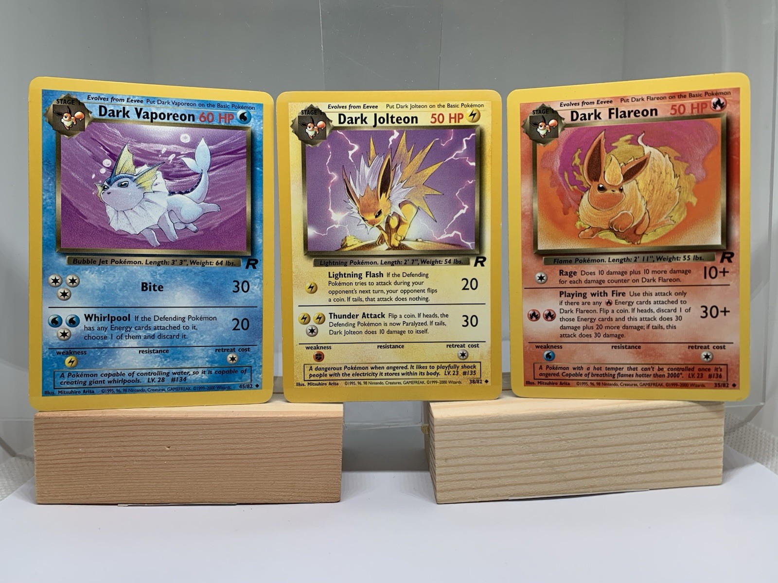 Vintage Dark Flareon Jolteon Vaporeon Set Pokemon Cards Near Mint