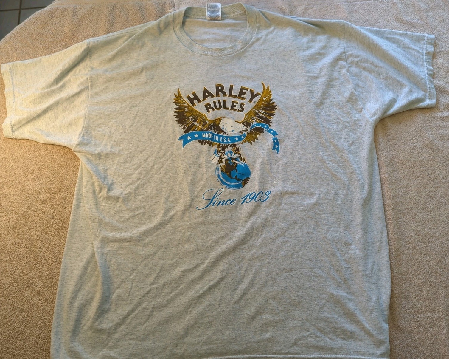 Vintage 1987 Harley Davidson Rules Eagle T Shirt USA Made Las Vegas Biker Sz XXL