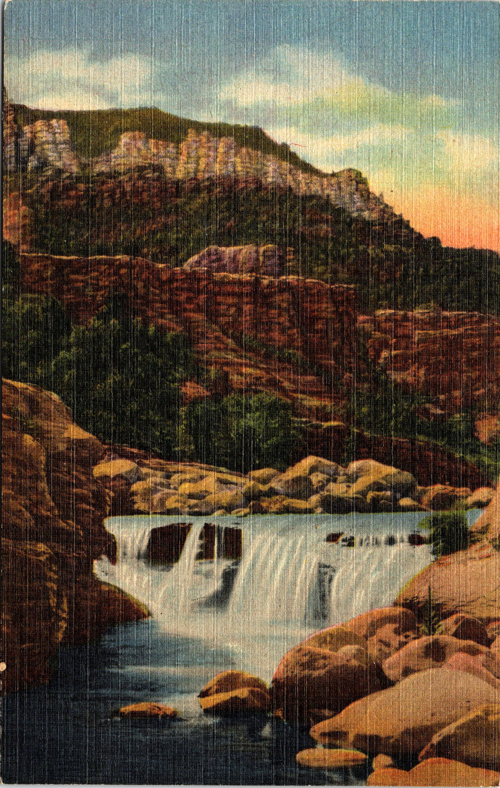 OAK CREEK CANYON FLAGSTAFF TO PRESCOTT ARIZONA  WATERFALL POSTCARD