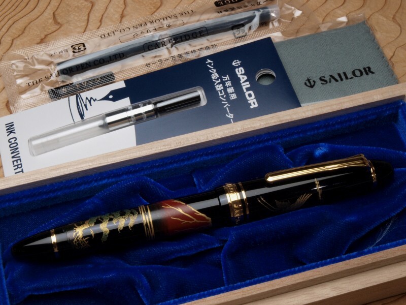 Sailor 1911 Profit Maki-e Fountain Pen RED FUJI & CRANE 11-5010-420 & converter