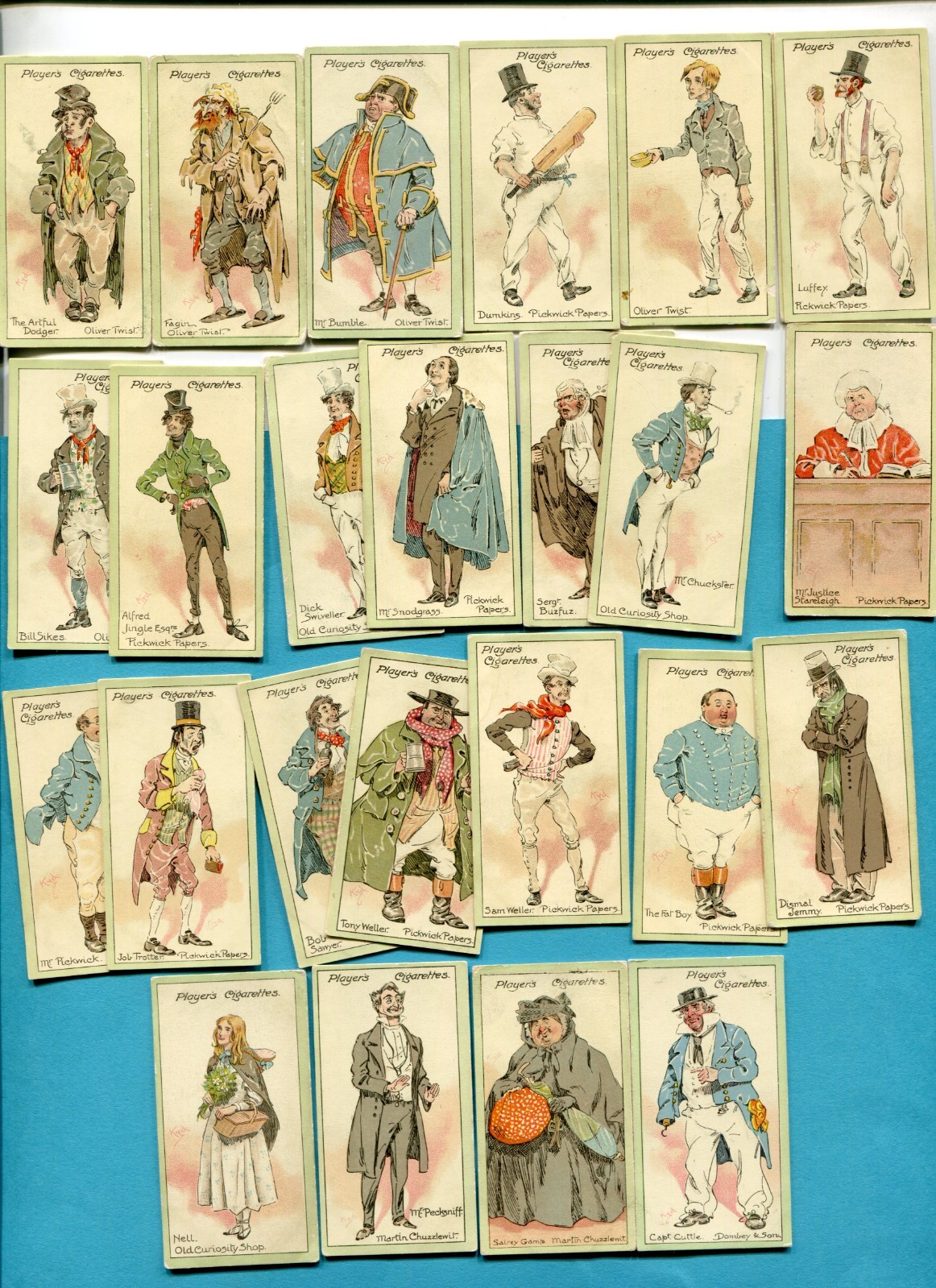 1912 JOHN PLAYER CHARACTERS FROM DICKENS 25 TOBACCO CARD 1ST SERIES SET