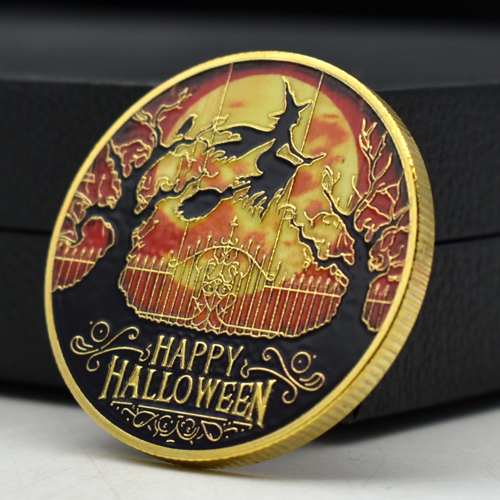 Happy Halloween Gold-Plated Challenge Coin Collectible Souvenir Gift Medal