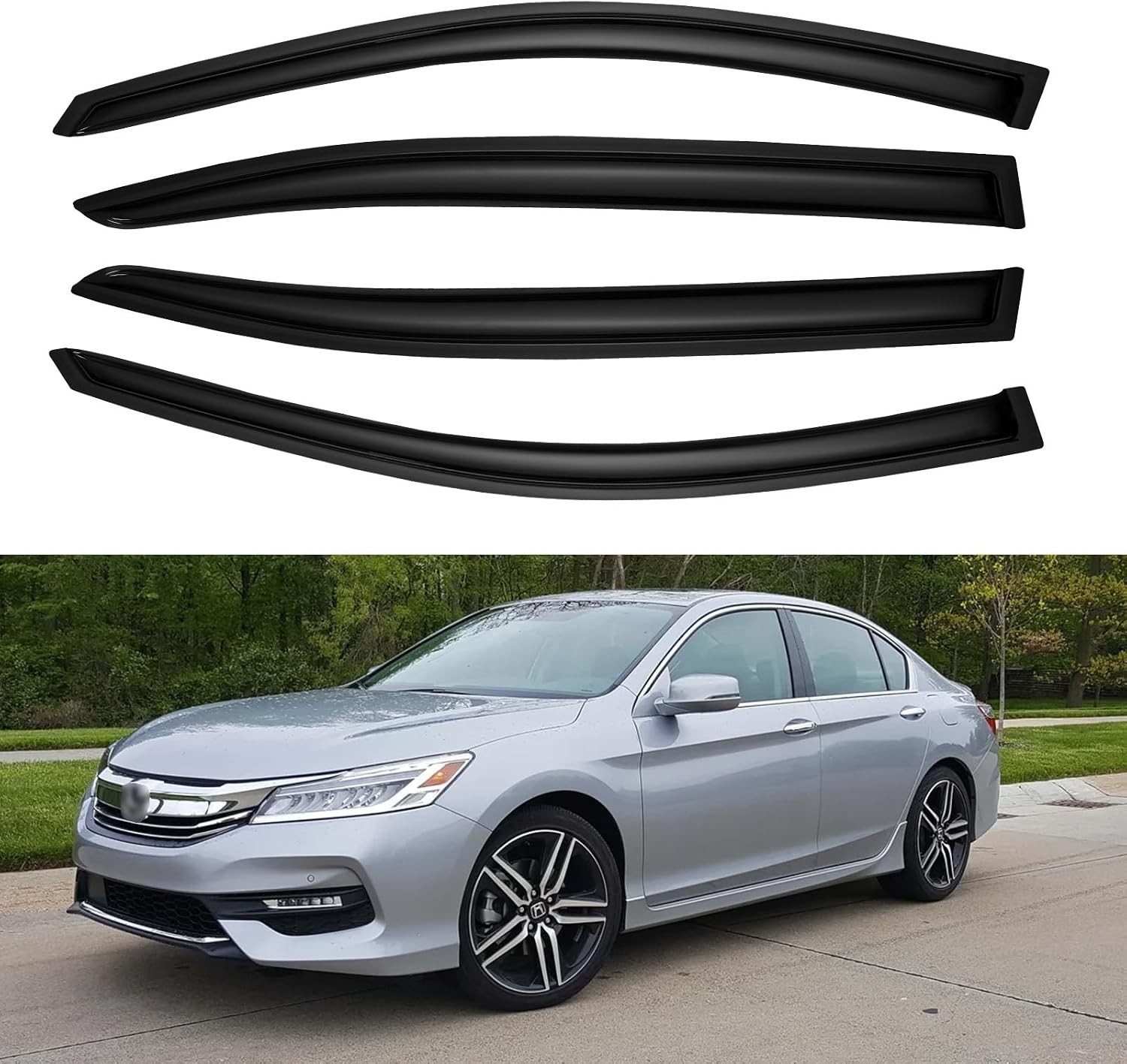 Window Rain Guards Visors for 2008-2017 Honda Accord, Out-Channel Window Vent 
