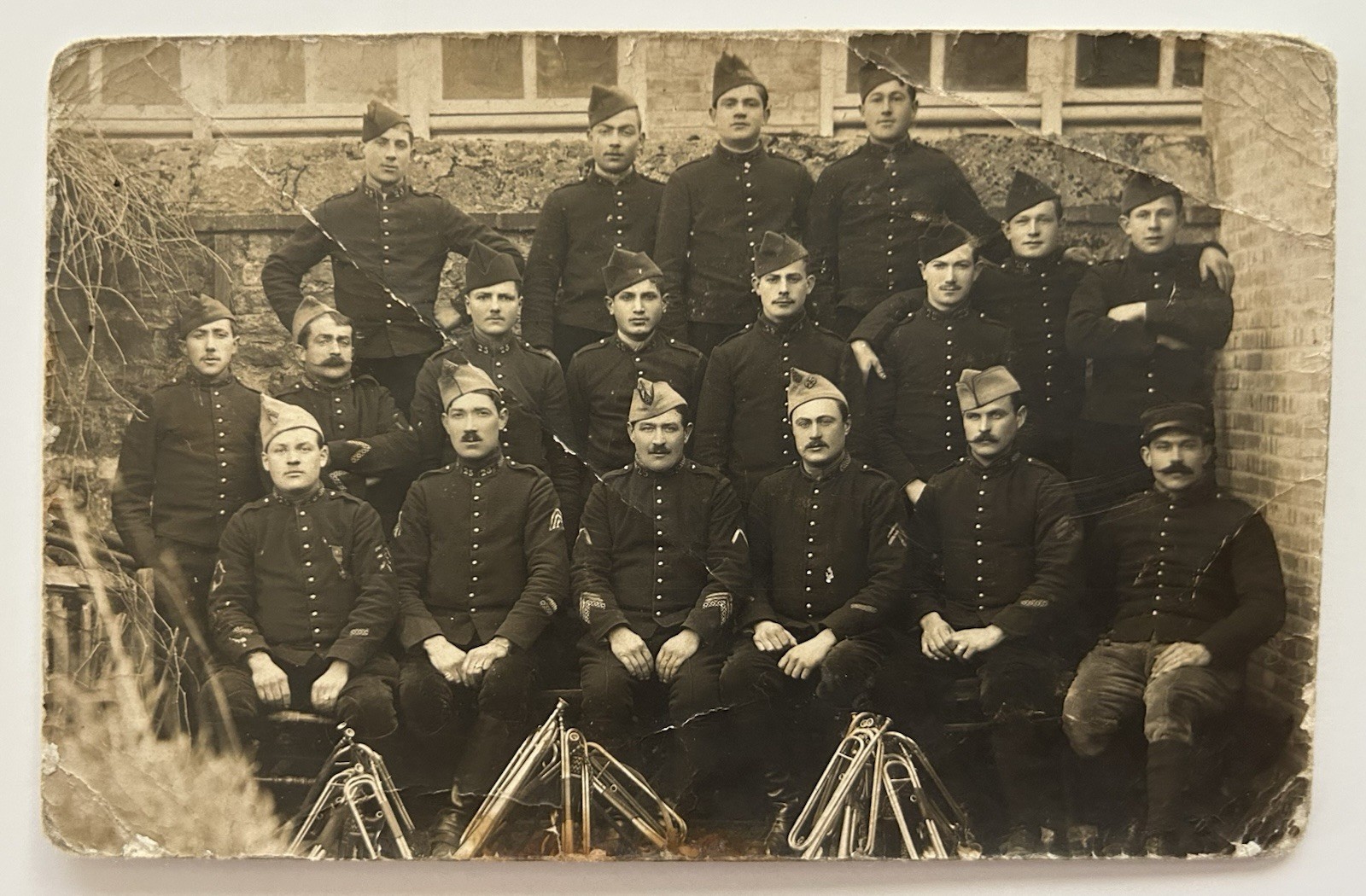 WWI French Military Band Soldiers Group Photo RPPC Bugles Uniforms France