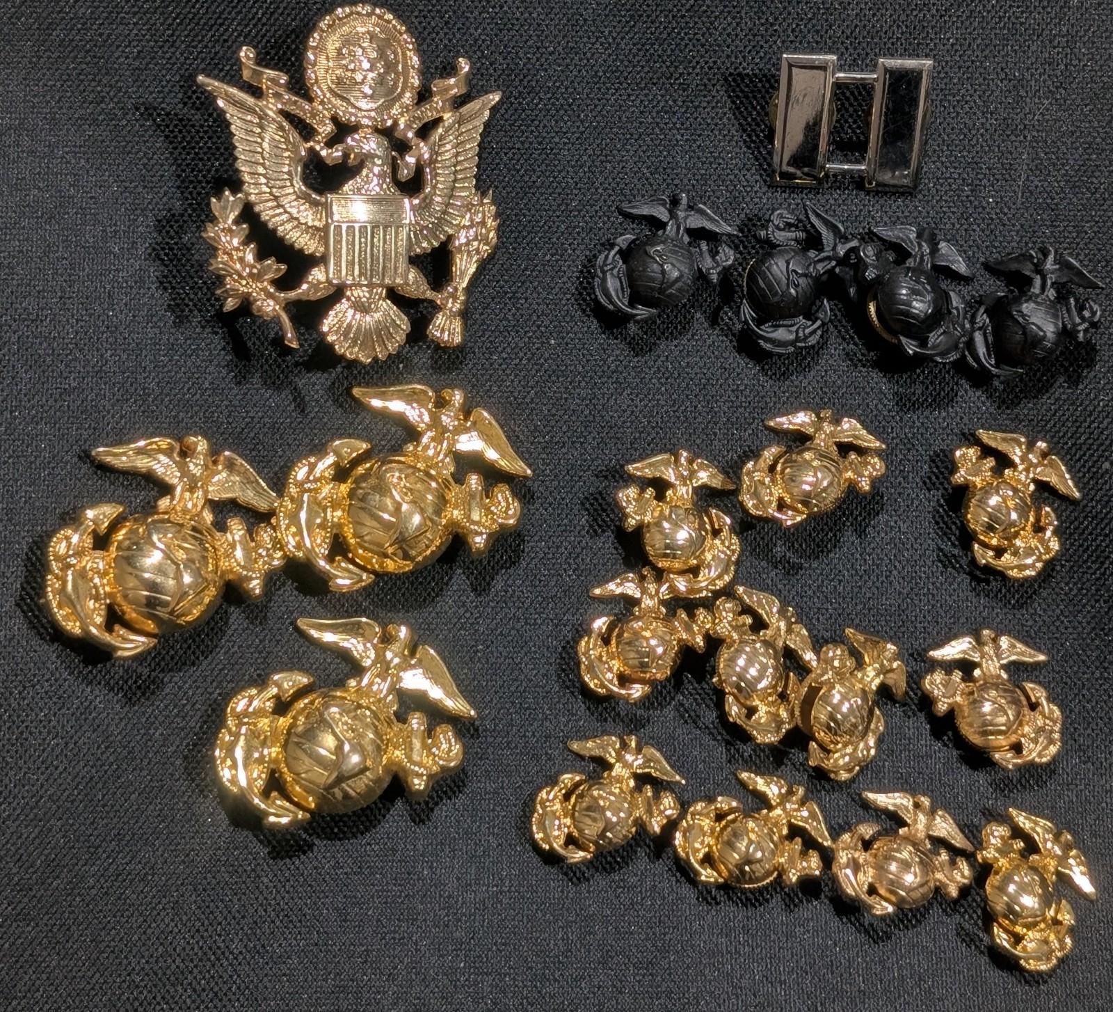 Lot Of 20 USMC Pins Military Pins Eagle Globe Blackout Various Types