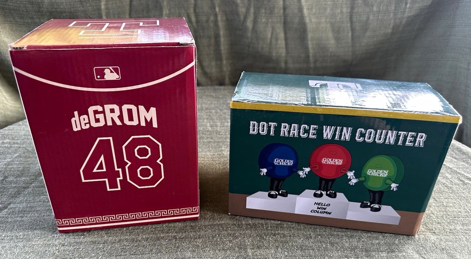 Texas Rangers Jacob deGrom Bobblehead + Golden Chick Dot Race Counter SGA Lot