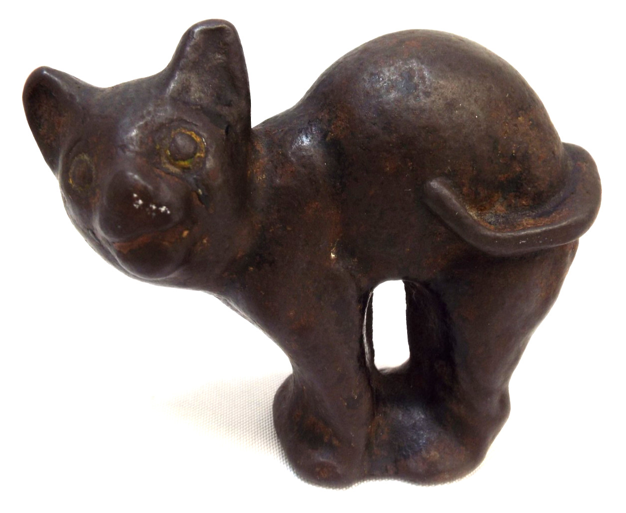 Antique Cast Iron Halloween Black Cat Arched Back Paperweight Door Stop Heavy