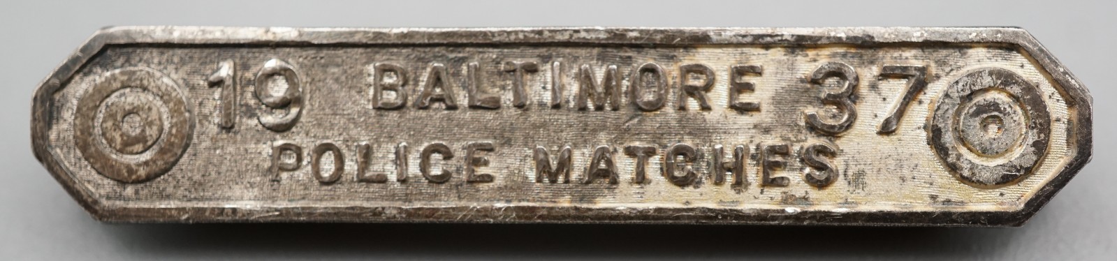 Pre-WWII 1937 Silver Baltimore Police Matches Marksman Badge RARE