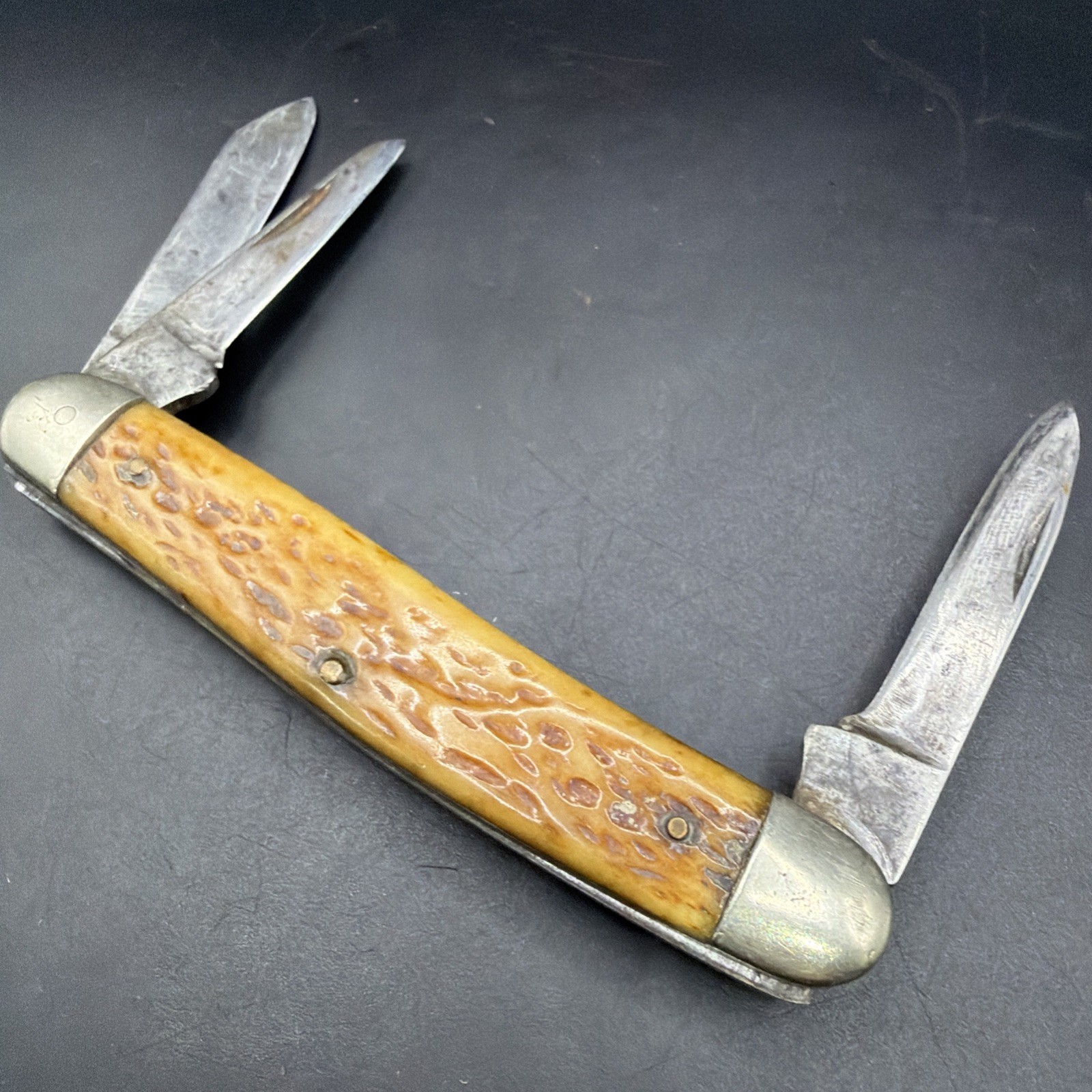 Vintage Kutmaster Utica NY USA 3 Blade Premium Stockman Work Pocket Knife