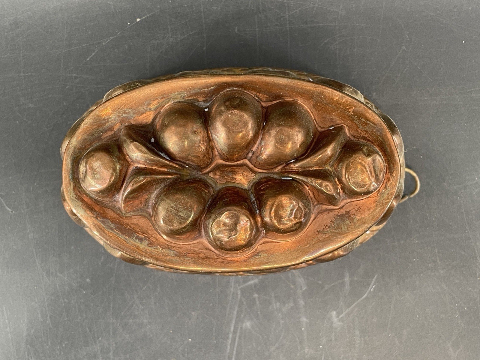 antique 19th-century oval copper jelly or pudding mold Victorian origin