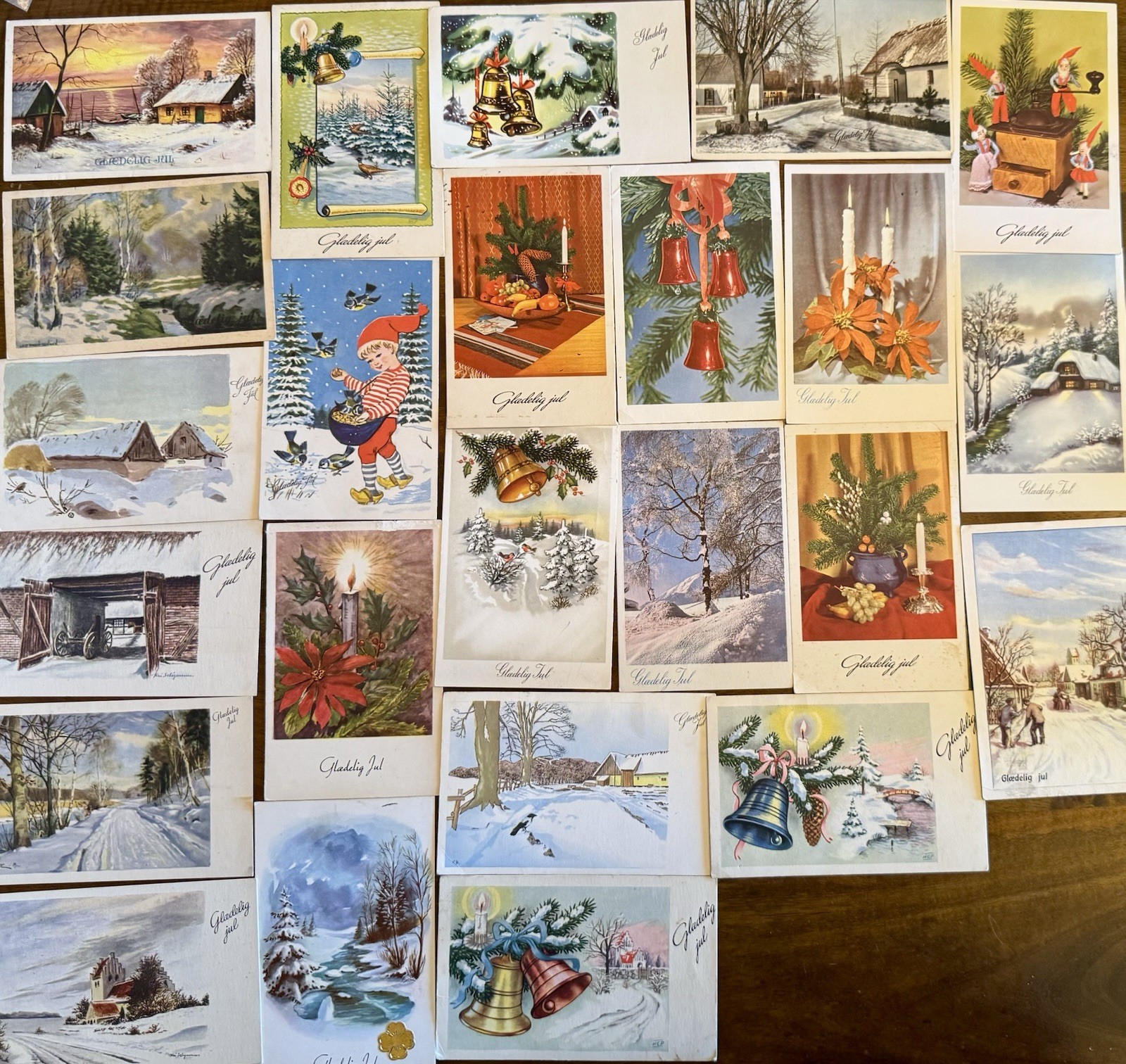 Vintage MCM Danish Christmas Postcards Lot of 24- Posted 1945-1961