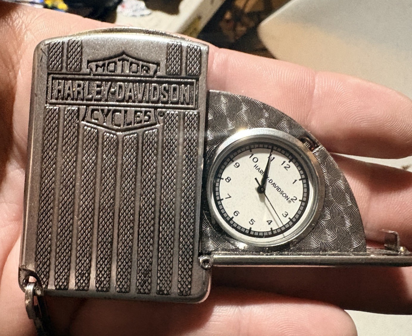 Rare Vintage Harley Davidson Lighter Style Pocket Watch with Chain 9961397V