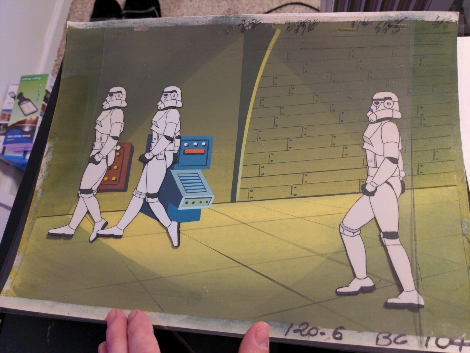VINTAGE EWOKS animation cel BACKGROUND production art  Star Wars Stormtrooper HT
