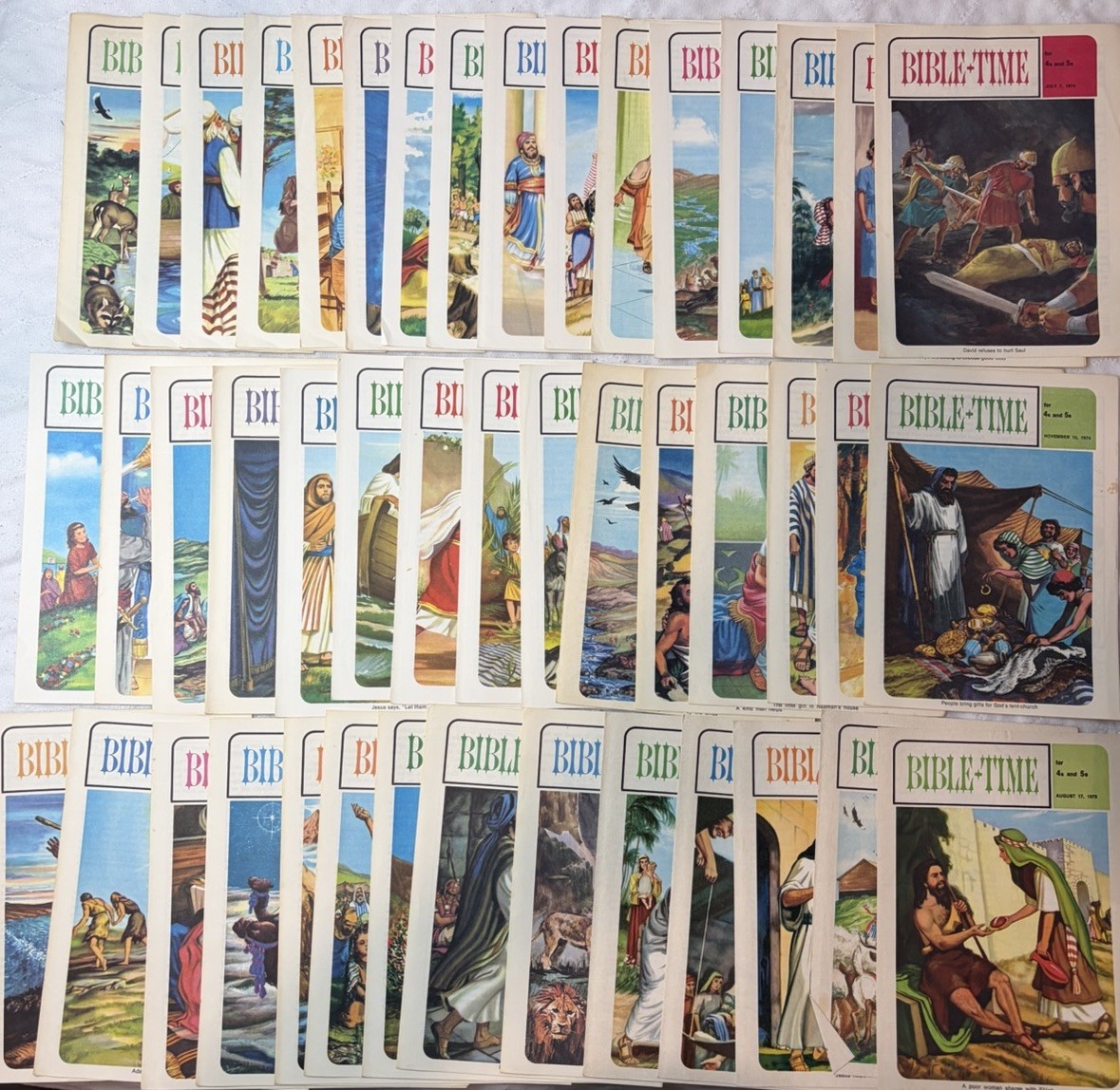 Huge Lot 75 Vintage BIBLE-TIME Teaching Pictures 1970s Sunday School
