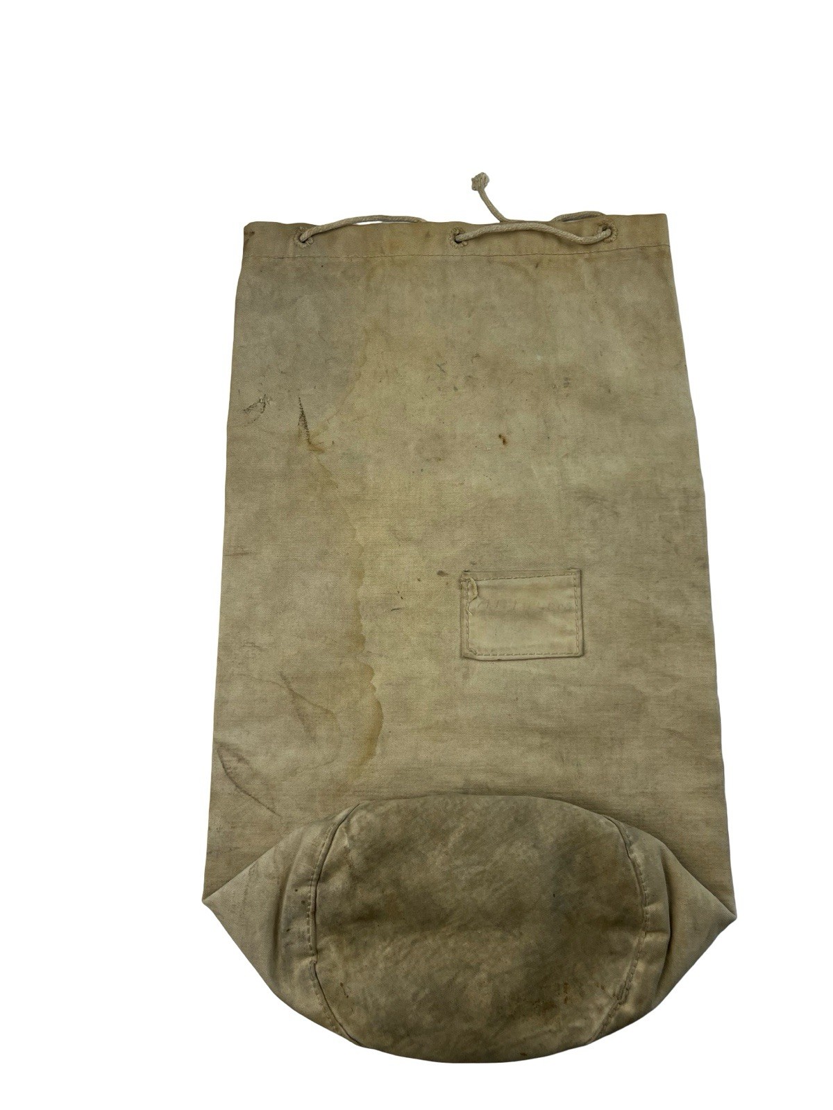 Vintage 1940s WWII Distressed Off White Canvas Duffle Bag Military