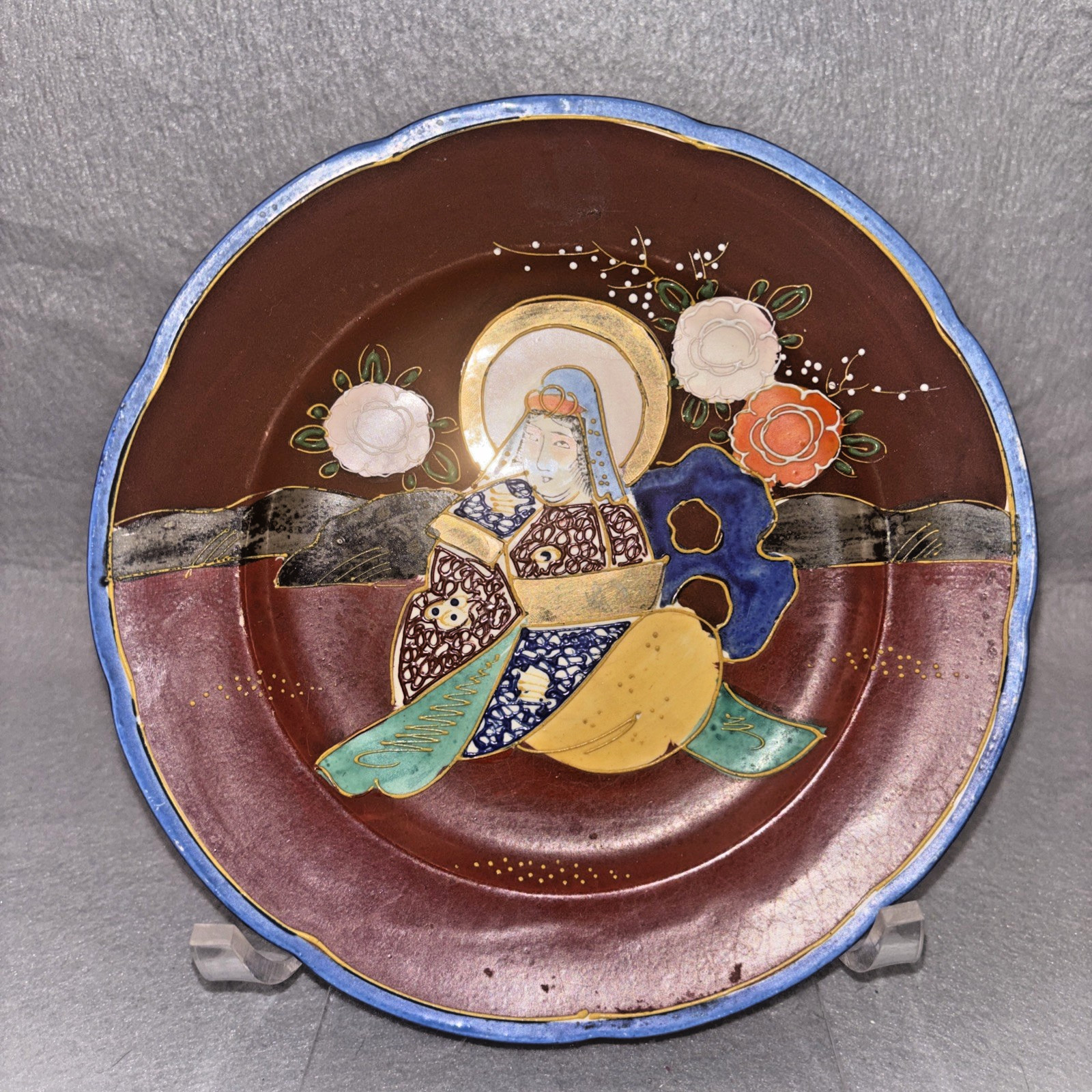Antique Hotta Yu Shoten & Co Hand Painted Kannon Goddess Plate 1920s Japan