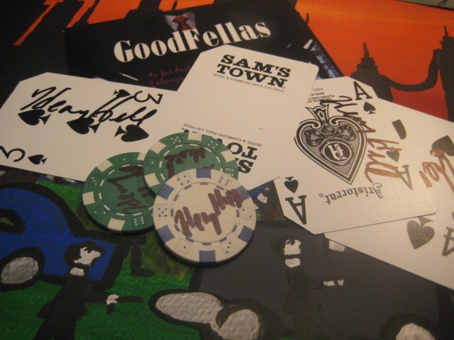 SAMS TOWN  LAS VEGAS CASINO CARD AND CHIP SIGNED BY HENRY HILL