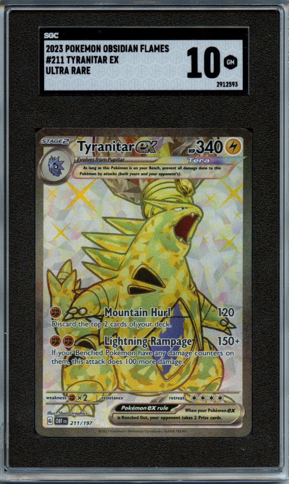 2023 Pokemon Tyranitar EX Ultra Rare SGC 10