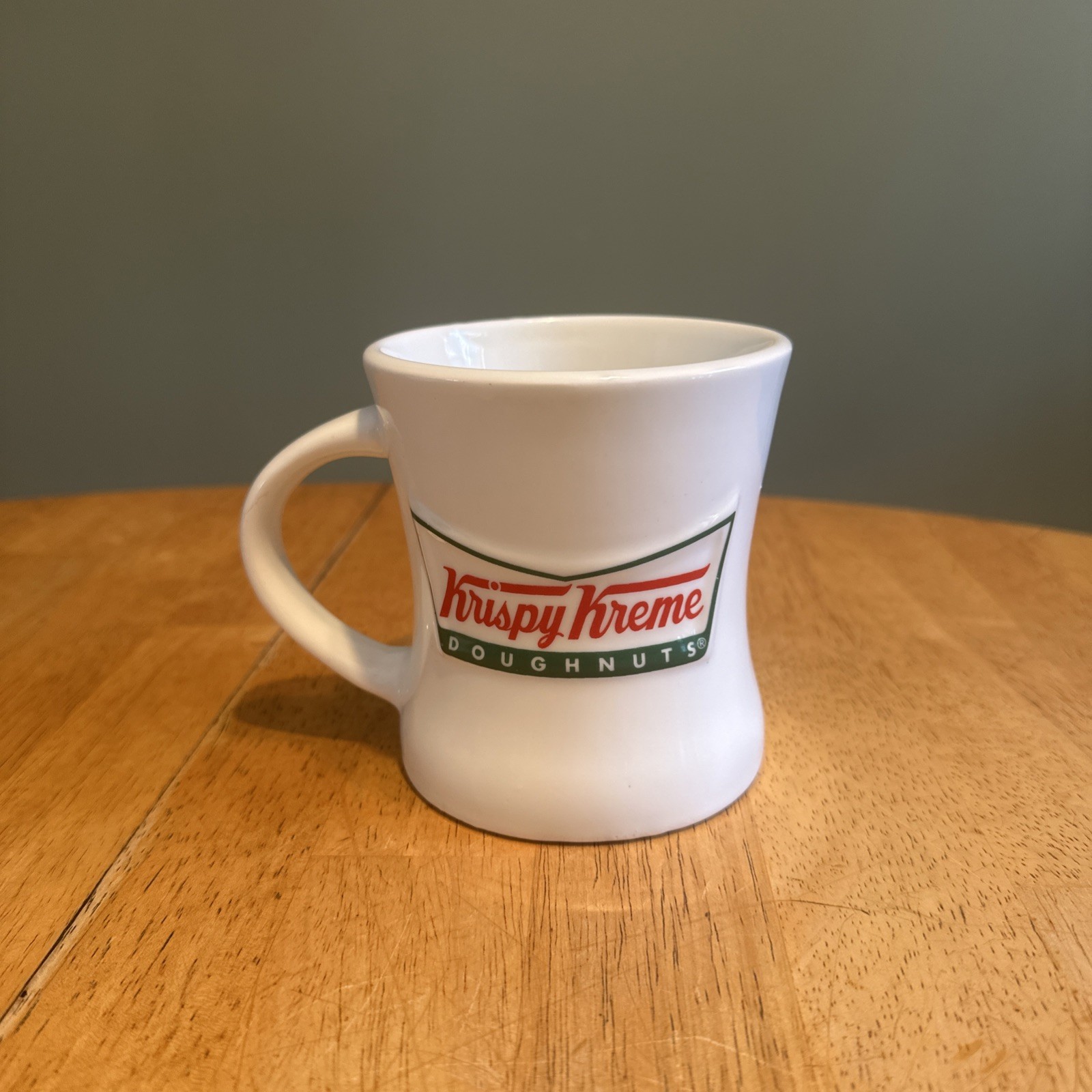 Rare Error Vintage Krispy Kreme Doughnuts 3-D  Raised “Double Sided” Logo Mug.