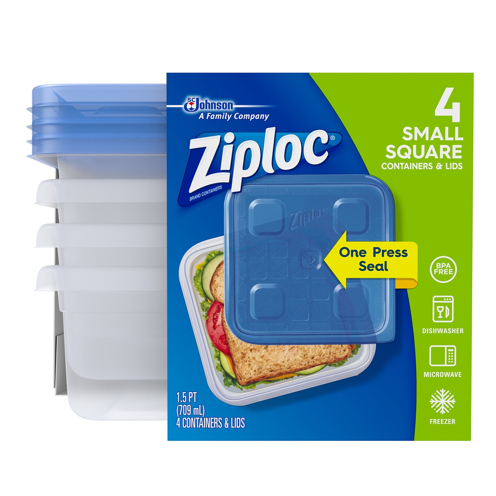 Ziploc Food Storage Meal Prep Containers with One Press Seal, for Travel and...