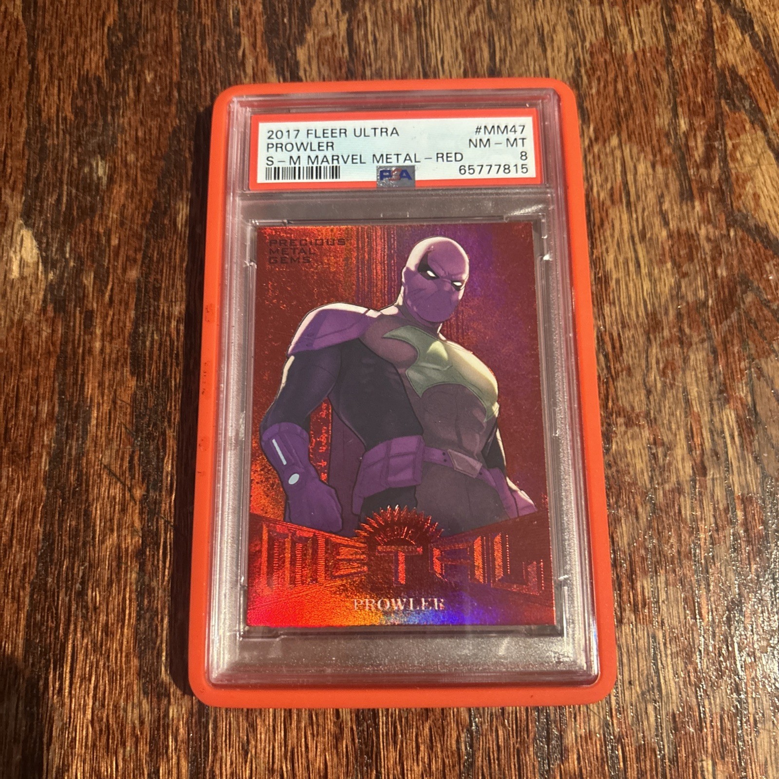 2017 Fleer Ultra Prowler #MM47 Marvel Metal RED PMG 14/99  ***PSA 8 ***