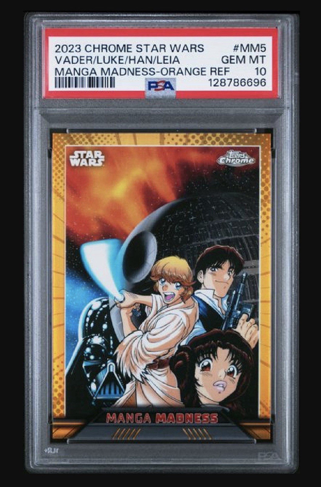 Topps 2023 Chrome Star Wars Manga Madness MM-5 Orange Refractor 12/25 PSA 10 Topps 2023 Chrome Star Wars Manga Madness MM-5 Orange Refractor 12/25 PSA 10