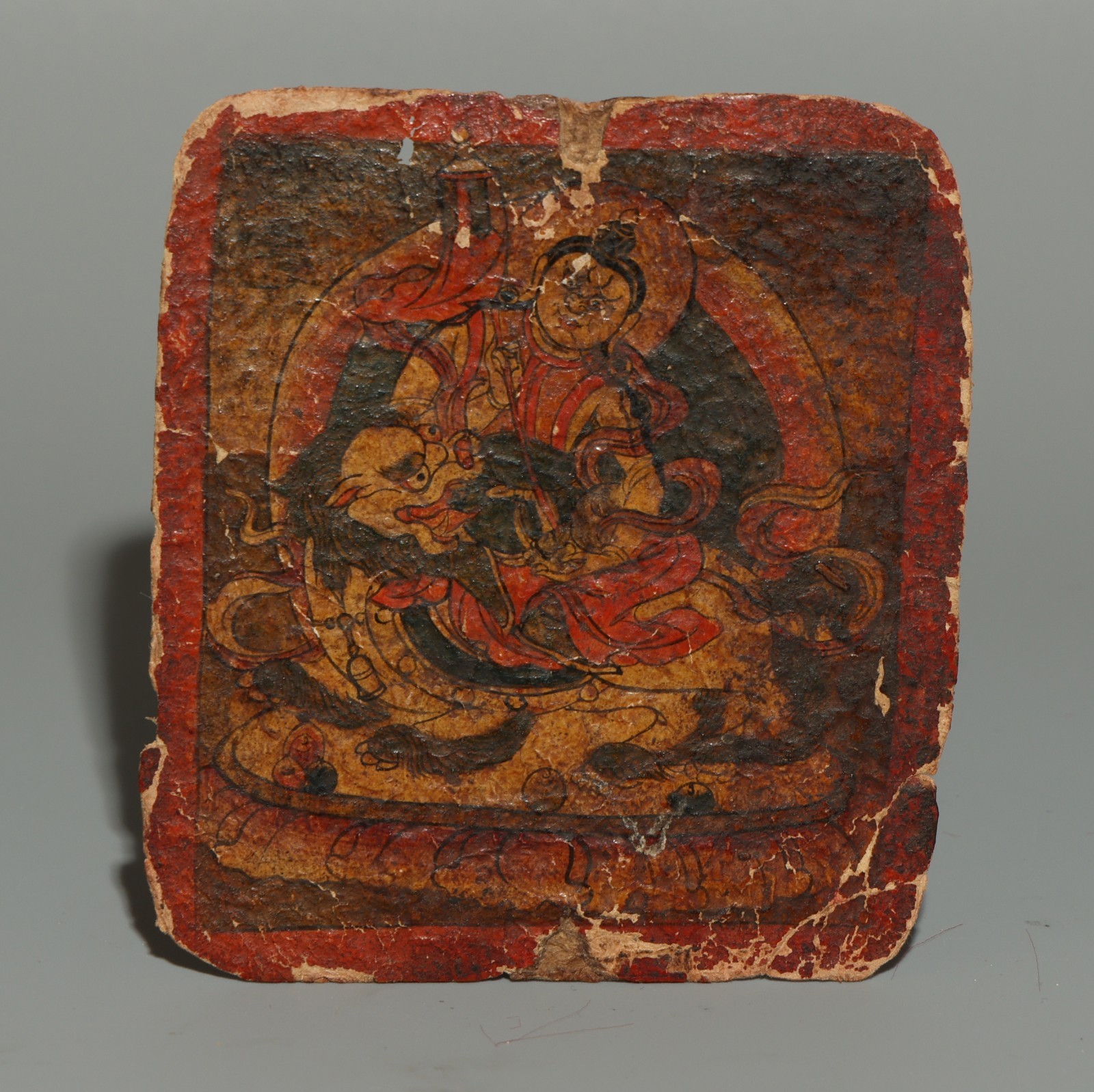 Real Rare Tibet 17th Century Old Antique Buddhist Tsaklis Mammon Dhanada Thangka
