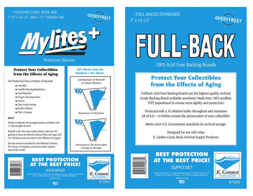 50 E Gerber Mylites+ 1.42 Mil Mylar Bags & 50 Standard Full Back Boards