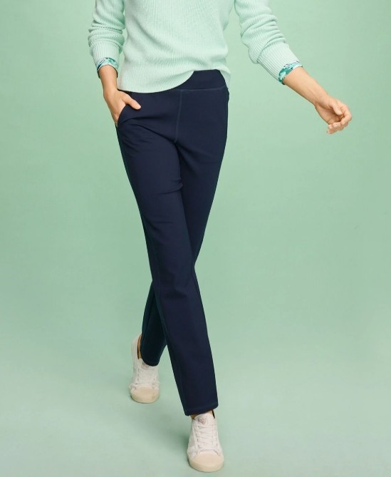 Talbots Plus Size Navy Stretch Straight Leg Ankle Pull-On Pants 3X