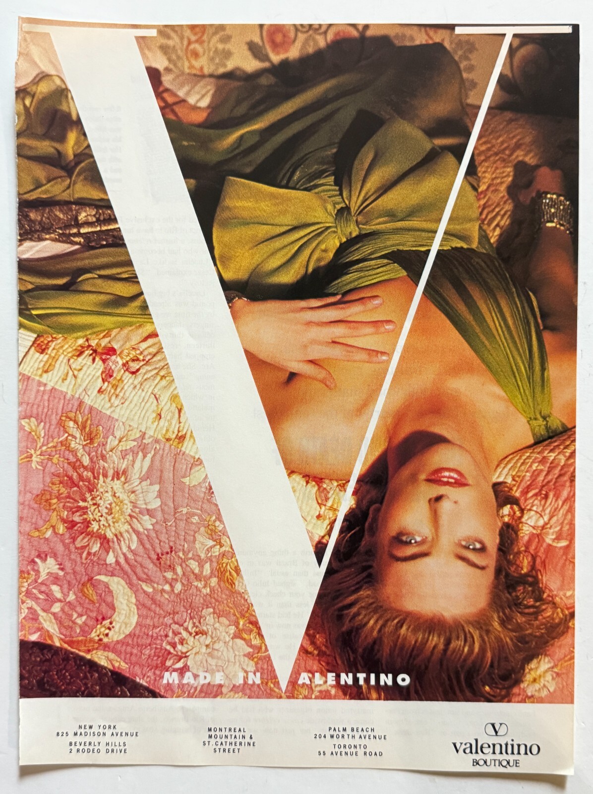 Vintage 1990 Valentino Boutique Fashion Advertisement Print Ad