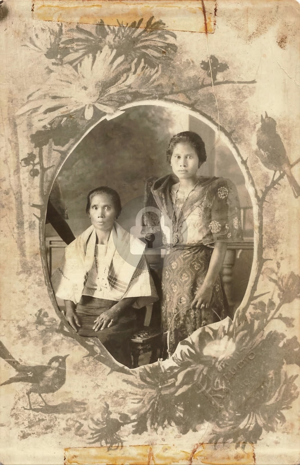 Two Women in Traditional Dress – Philippines? Ethnic c1910s RPPC Postcard COPY