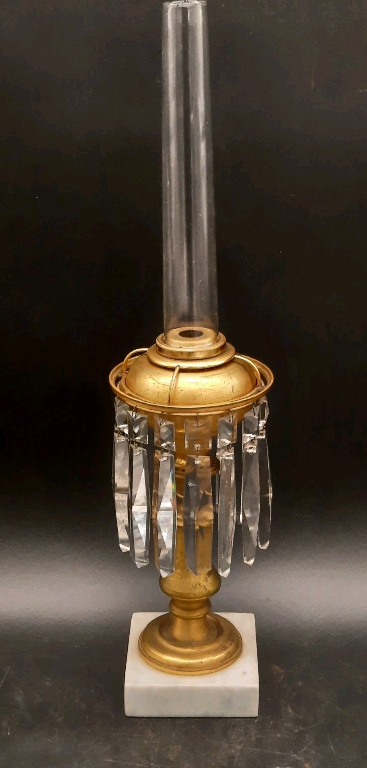 Antique Astral Solar Oil Lamp Original Burner Chimney 14 Prisms 5\