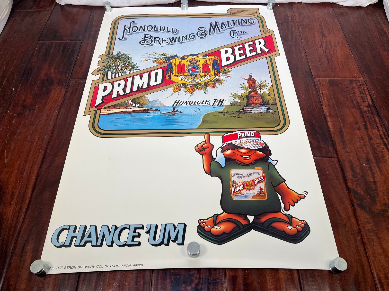 Vintage 80\'s Hawaii Primo Beer Advertising Promo Chance Um Poster