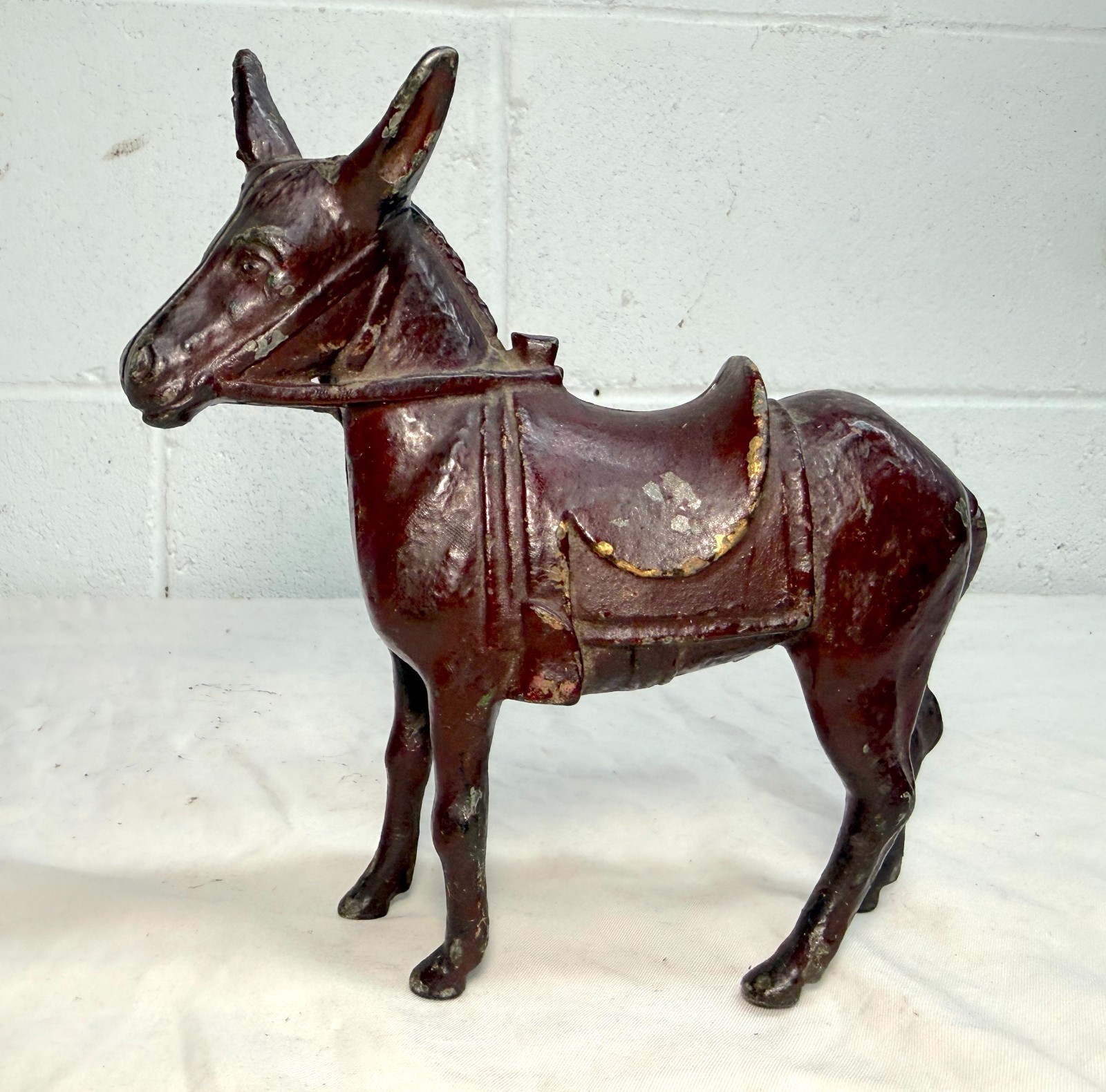 Antique 1920\'s AC Williams Hand Painted Cast Iron donkey coin penny Still Bank