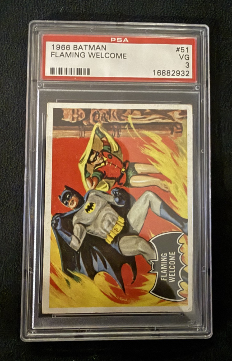 1966 TOPPS BATMAN FLAMING WELCOME #51  Vintage  Graded PSA 3