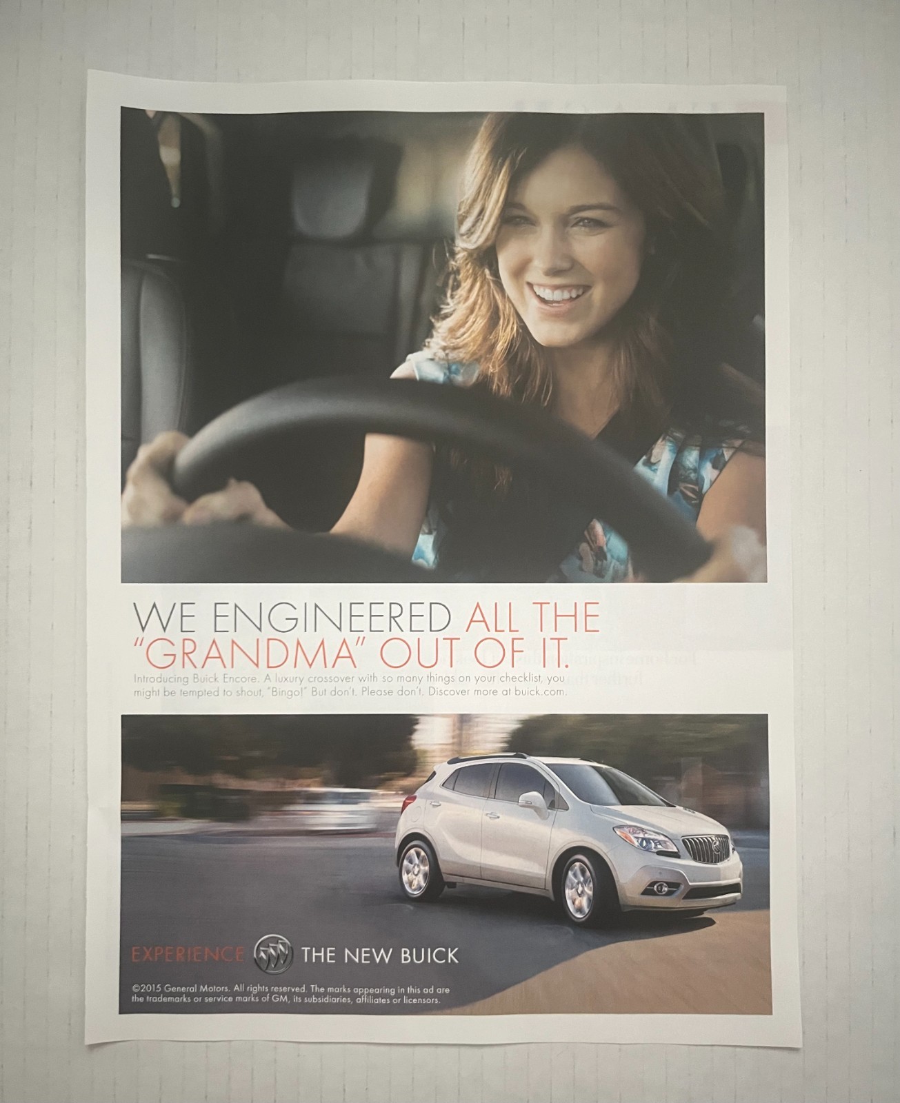 2015 VTG Buick Encore Car Auto Magazine Ad - 
