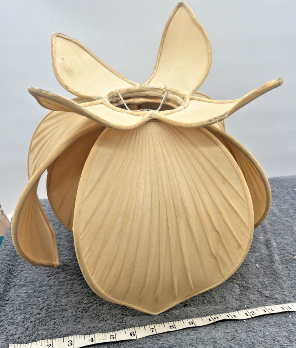 vintage mcm lampshade lamp shade floral flower lotus hollywood regency 50s