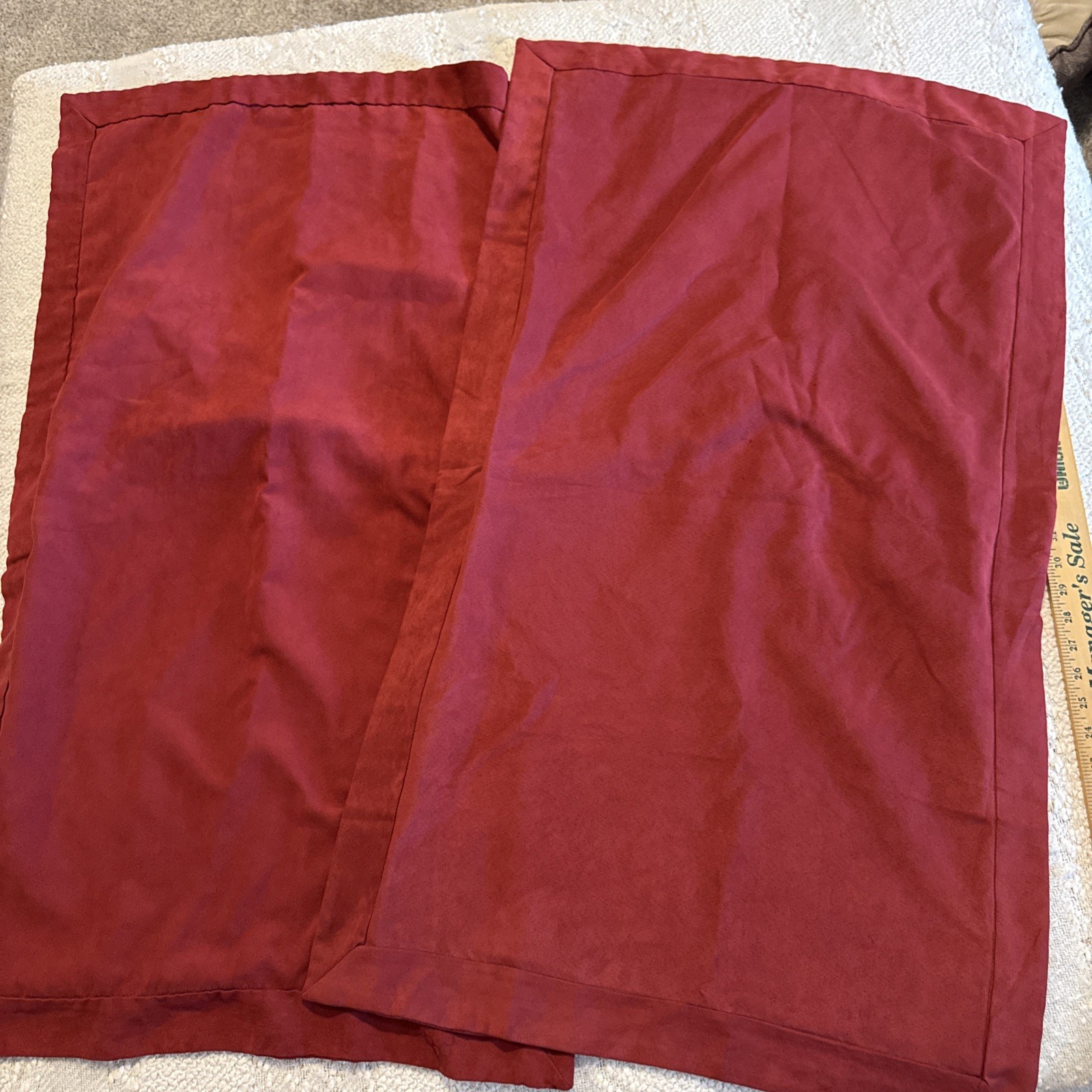 Vintage Linens N Things Red Suede Feel King Pillowshams Red Maroon Set Of 2
