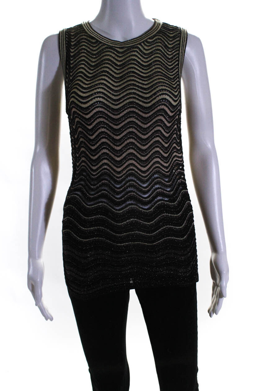 Missoni Womens Sleeveless Abstract Printed Glitter Blouse Multicolor Size Small